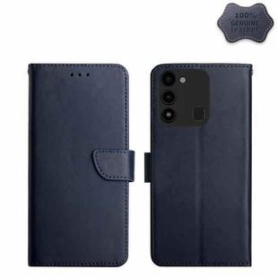 For Tecno Spark Go 2022 Genuine Leather Fingerprint-proof Horizontal Flip Phone Case(Blue)