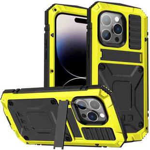 For iPhone 14 Pro R-JUST Shockproof Waterproof Dust-proof Case with Holder(Yellow)