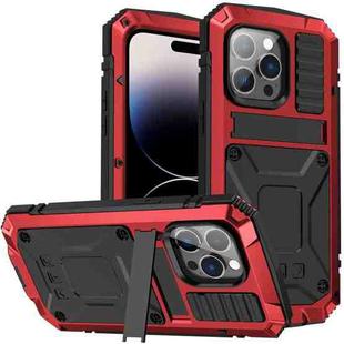 For iPhone 14 Pro R-JUST Shockproof Waterproof Dust-proof Case with Holder(Red)