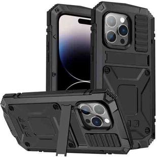 For iPhone 14 Pro R-JUST Shockproof Waterproof Dust-proof Case with Holder(Black)