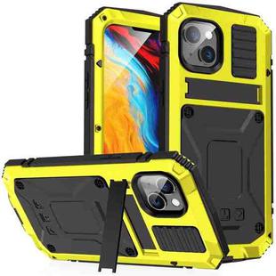 For iPhone 14 Plus R-JUST Shockproof Waterproof Dust-proof Case with Holder (Yellow)