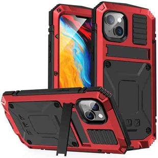 For iPhone 14 Plus R-JUST Shockproof Waterproof Dust-proof Case with Holder (Red)