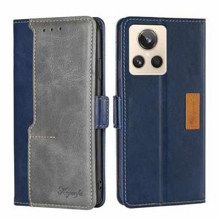 For Realme GT2 Explorer Master Contrast Color Side Buckle Leather Phone Case(Blue + Grey)