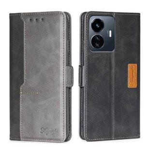 For vivo Y77 5G Global Contrast Color Side Buckle Leather Phone Case(Black + Grey)