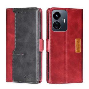 For vivo Y77 5G Global Contrast Color Side Buckle Leather Phone Case(Red + Black)