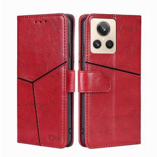 For Realme GT2 Explorer Master Geometric Stitching Leather Phone Case(Red)