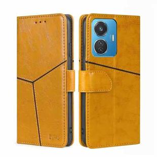 For vivo iQOO Z6 44W/vivo T1 Snapdragon 680 Geometric Stitching Leather Phone Case(Yellow)