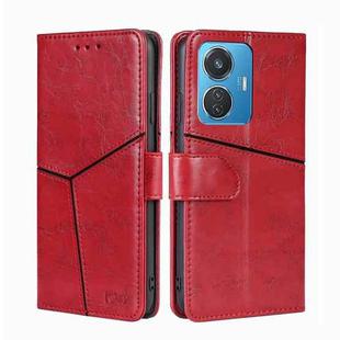 For vivo iQOO Z6 44W/vivo T1 Snapdragon 680 Geometric Stitching Leather Phone Case(Red)