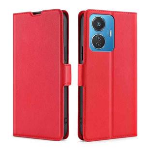For vivo iQOO Z6 44W/vivo T1 Snapdragon 680 Ultra-thin Voltage Side Buckle Leather Phone Case(Red)