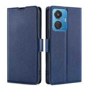 For vivo iQOO Z6 44W/vivo T1 Snapdragon 680 Ultra-thin Voltage Side Buckle Leather Phone Case(Blue)