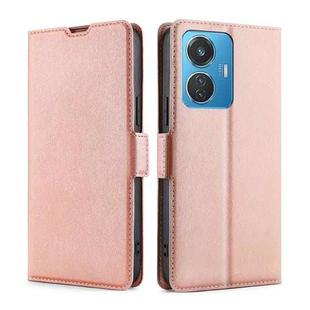 For vivo iQOO Z6 44W/vivo T1 Snapdragon 680 Ultra-thin Voltage Side Buckle Leather Phone Case(Rose Gold)