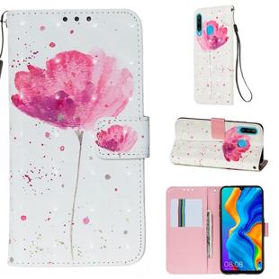 For Huawei P30 Lite 3D Painting Horizontal Flip Leather Case with Holder & Card Slot & Wallet & Lanyard(Pink Flower)