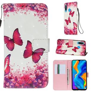 For Huawei P30 Lite 3D Painting Horizontal Flip Leather Case with Holder & Card Slot & Wallet & Lanyard(Rose Butterfly)