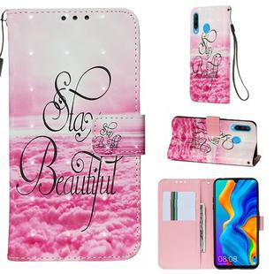 For Huawei P30 Lite 3D Painting Horizontal Flip Leather Case with Holder & Card Slot & Wallet & Lanyard(Pink Clouds)