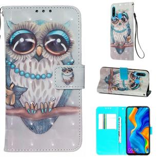 For Huawei P30 Lite 3D Painting Horizontal Flip Leather Case with Holder & Card Slot & Wallet & Lanyard (Cute Owl)