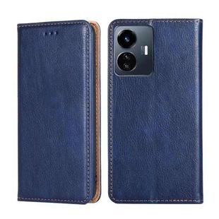 For vivo Y77 5G Global Gloss Oil Solid Color Magnetic Leather Phone Case(Blue)