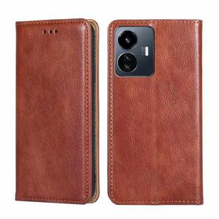 For vivo Y77 5G Global Gloss Oil Solid Color Magnetic Leather Phone Case(Brown)