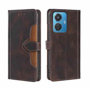 For vivo iQOO Z6 44W/T1 Snapdragon 680 Skin Feel Magnetic Buckle Leather Phone Case(Brown)