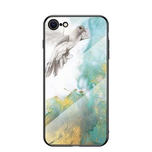 For iPhone SE 2022 / SE 2020 Marble Pattern Glass + TPU Protective Case(Flying Pigeon)