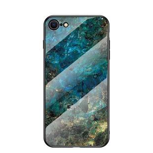 For iPhone SE 2022 / SE 2020 Marble Pattern Glass + TPU Protective Case(Emerald)