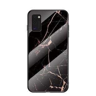 For Galaxy A41 Marble Pattern Glass + TPU Protective Case(Gold Black)