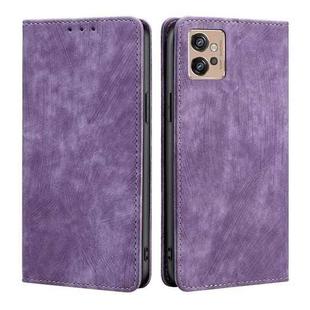 For Motorola Moto G32 4G RFID Anti-theft Brush Magnetic Leather Phone Case(Purple)