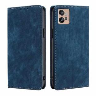 For Motorola Moto G32 4G RFID Anti-theft Brush Magnetic Leather Phone Case(Blue)
