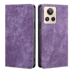 For Realme GT2 Explorer Master RFID Anti-theft Brush Magnetic Leather Phone Case(Purple)