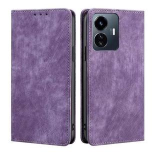 For vivo Y77 5G Global RFID Anti-theft Brush Magnetic Leather Phone Case(Purple)
