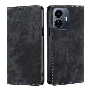 For vivo Y77 5G Global RFID Anti-theft Brush Magnetic Leather Phone Case(Black)