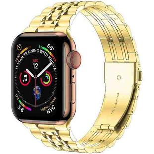 Seven-bead Ultra-thin Stainless Steel Watch Band For Apple Watch Ultra 49mm / Series 8&7 45mm / SE 2&6&SE&5&4 44mm / 3&2&1 42mm(Gold)