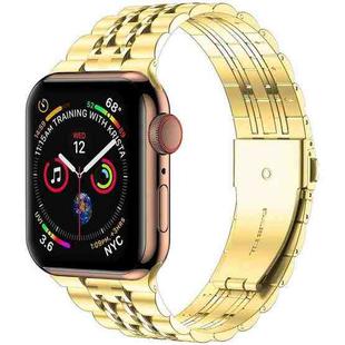 Seven-bead Ultra-thin Stainless Steel Watch Band For Apple Watch Series 8&7 41mm / SE 2&6&SE&5&4 40mm / 3&2&1 38mm(Gold)