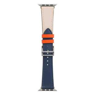 Single Lap Microfiber Leather Watch Band For Apple Watch Ultra 49mm / Series 8&7 45mm / SE 2&6&SE&5&4 44mm / 3&2&1 42mm(Blue White Orange)