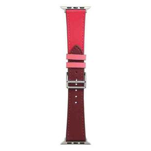 Single Lap Microfiber Leather Watch Band For Apple Watch Ultra 49mm / Series 8&7 45mm / SE 2&6&SE&5&4 44mm / 3&2&1 42mm(Rose Red + Wine Red)