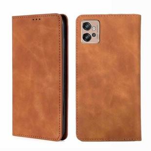 For Motorola Moto G32 4G Skin Feel Magnetic Horizontal Flip Leather Phone Case(Light Brown)