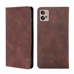 For Motorola Moto G32 4G Skin Feel Magnetic Horizontal Flip Leather Phone Case(Dark Brown)