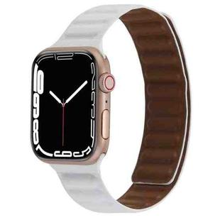 Magnetic Two-color Loop Slim Leather Watch Band For Apple Watch Ultra 49mm / Series 8&7 45mm / SE 2&6&SE&5&4 44mm / 3&2&1 42mm(White)