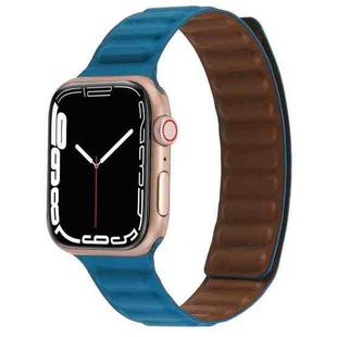 Magnetic Two-color Loop Slim Leather Watch Band For Apple Watch Ultra 49mm / Series 8&7 45mm / SE 2&6&SE&5&4 44mm / 3&2&1 42mm(Cape Blue)