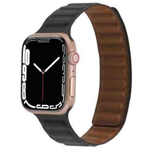 Magnetic Two-color Loop Slim Leather Watch Band For Apple Watch Ultra 49mm / Series 8&7 45mm / SE 2&6&SE&5&4 44mm / 3&2&1 42mm(Black)