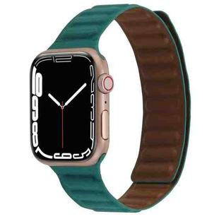 Magnetic Two-color Loop Slim Leather Watch Band For Apple Watch Ultra 49mm / Series 8&7 45mm / SE 2&6&SE&5&4 44mm / 3&2&1 42mm(Malachite Green)