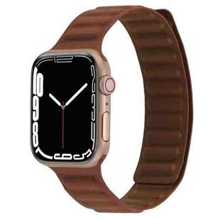 Magnetic Two-color Loop Slim Leather Watch Band For Apple Watch Series 8&7 41mm / SE 2&6&SE&5&4 40mm / 3&2&1 38mm(Saddle Brown)