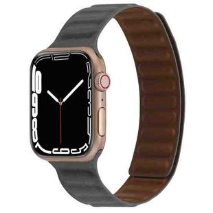 Magnetic Two-color Loop Slim Leather Watch Band For Apple Watch Series 8&7 41mm / SE 2&6&SE&5&4 40mm / 3&2&1 38mm(Grey)