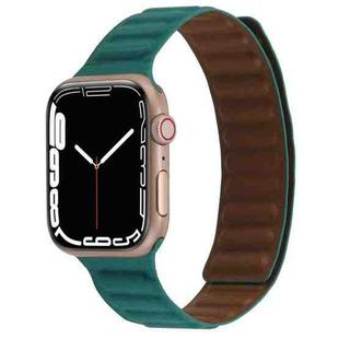 Magnetic Two-color Loop Slim Leather Watch Band For Apple Watch Series 8&7 41mm / SE 2&6&SE&5&4 40mm / 3&2&1 38mm(Malachite Green)