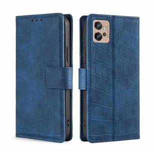 For Motorola Moto G32 4G Skin Feel Crocodile Magnetic Clasp Leather Phone Case(Blue)