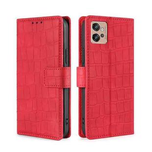 For Motorola Moto G32 4G Skin Feel Crocodile Magnetic Clasp Leather Phone Case(Red)