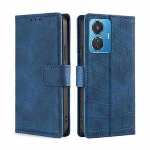 For vivo iQOO Z6 44W/T1 Snapdragon 680 Skin Feel Crocodile Magnetic Clasp Leather Phone Case(Blue)