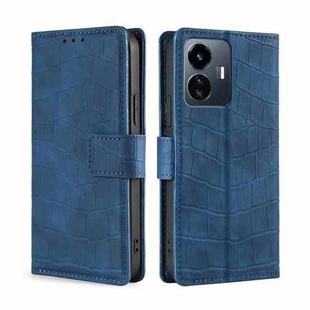 For vivo Y77 5G Global Skin Feel Crocodile Magnetic Clasp Leather Phone Case(Blue)