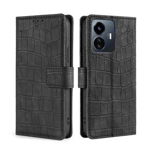 For vivo Y77 5G Global Skin Feel Crocodile Magnetic Clasp Leather Phone Case(Black)