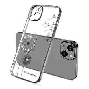 For iPhone 14 Electroplating Diamond Dandelion TPU Phone Case (Black)