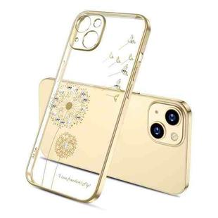 For iPhone 14 Electroplating Diamond Dandelion TPU Phone Case (Gold)